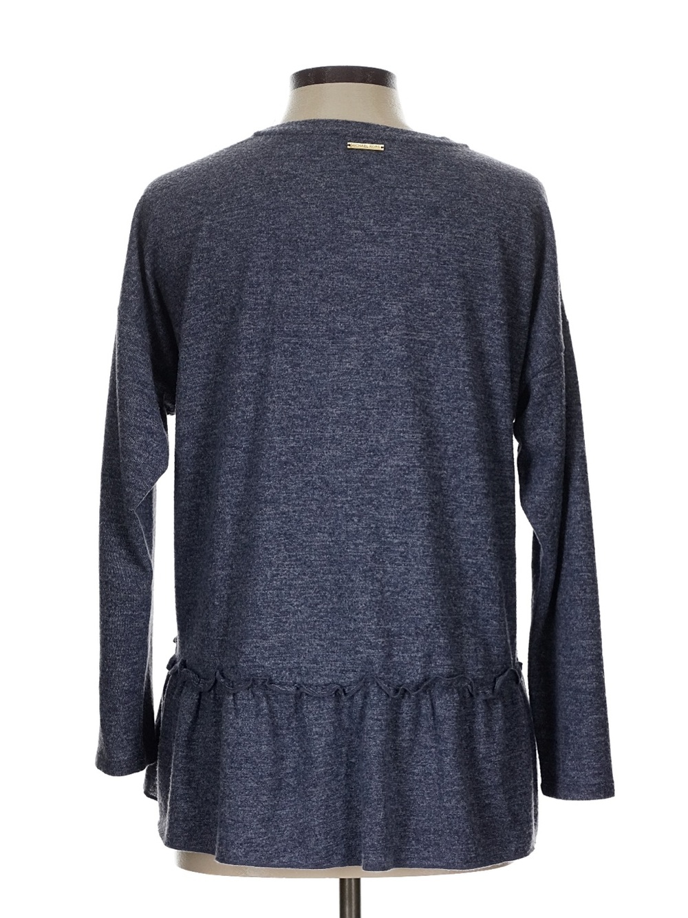 MICHAEL Michael Kors Heathered Navy Ruffle-Hem Long Sleeve Top - Picture 2 of 5